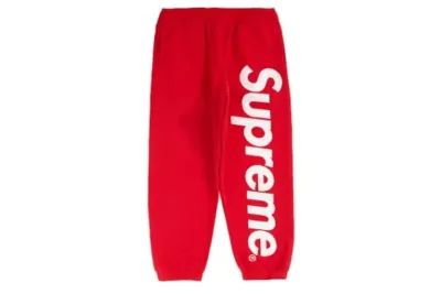 Supreme Satin Appliqué Sweatpant Red pants 01