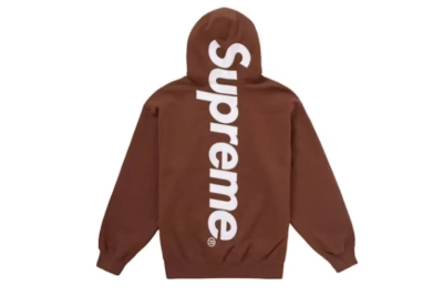 Supreme Satin Applique Hoodie Sweatshirt Brown 01