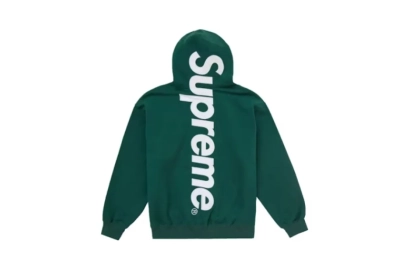 Supreme Satin Applique Hoodie Sweatshirt Dark Green 01
