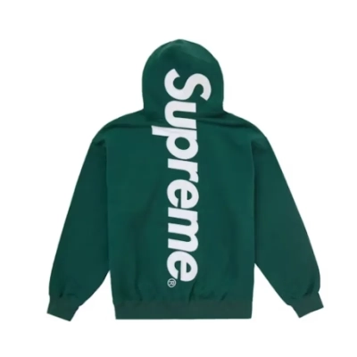 Supreme Satin Applique Hoodie Sweatshirt Dark Green 01