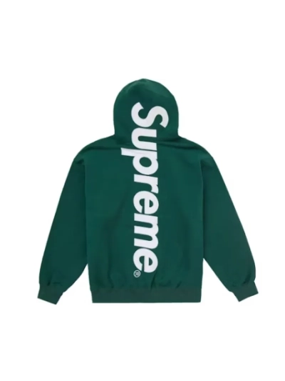 Supreme Satin Applique Hoodie Sweatshirt Dark Green 01