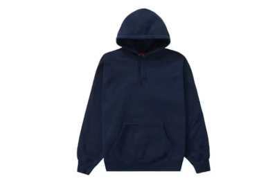Supreme Satin Applique Hoodie Sweatshirt Navy 02