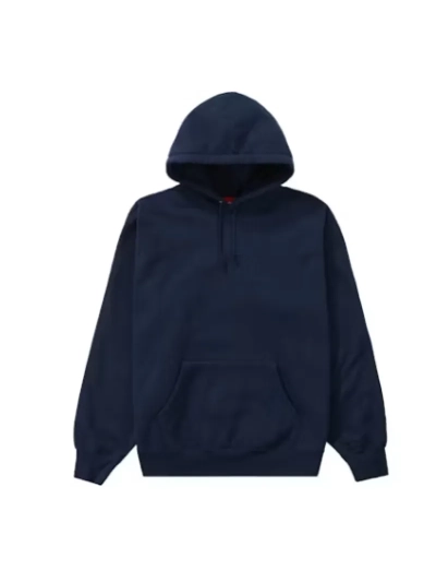 Supreme Satin Applique Hoodie Sweatshirt Navy 02