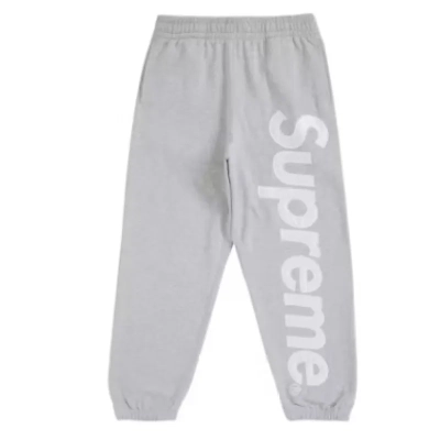 Supreme Satin Applique Sweatpant (FW24) Heather Grey pants 01