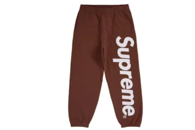 Supreme Satin Applique Sweatpant Brown pants 01