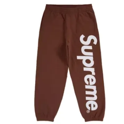Supreme Satin Applique Sweatpant Brown pants 01