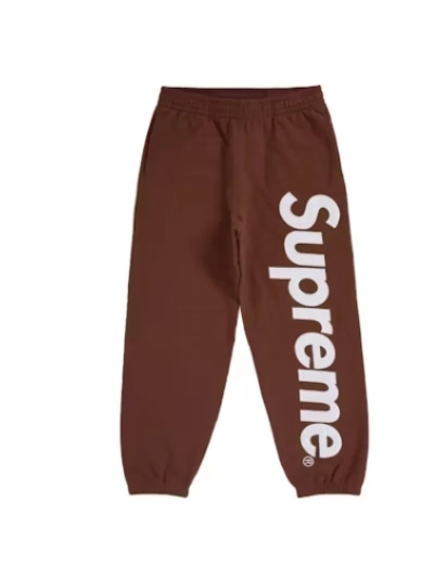 Supreme Satin Applique Sweatpant Brown pants 01