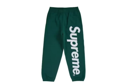 Supreme Satin Applique Sweatpant Dark Green pants 01