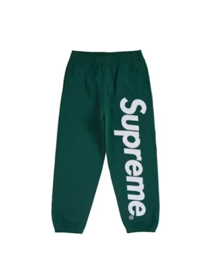 Supreme Satin Applique Sweatpant Dark Green pants 01