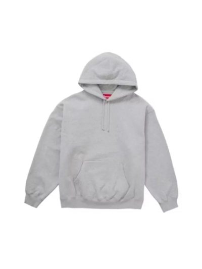 Supreme Satin Applique Hoodie Sweatshirt (FW24) Heather Grey 02