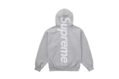 Supreme Satin Applique Hoodie Sweatshirt (FW24) Heather Grey 01