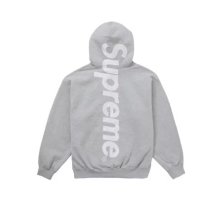 Supreme Satin Applique Hoodie Sweatshirt (FW24) Heather Grey 01