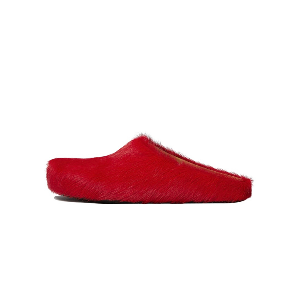 PKGoden Red long-hair calfskin Fussbett sabot Marni Slides