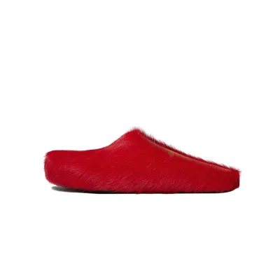 PKGoden Red long-hair calfskin Fussbett sabot Marni Slides 01