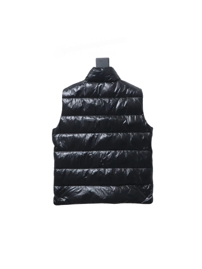 Moncler black flocking label top stand collar vest down 02