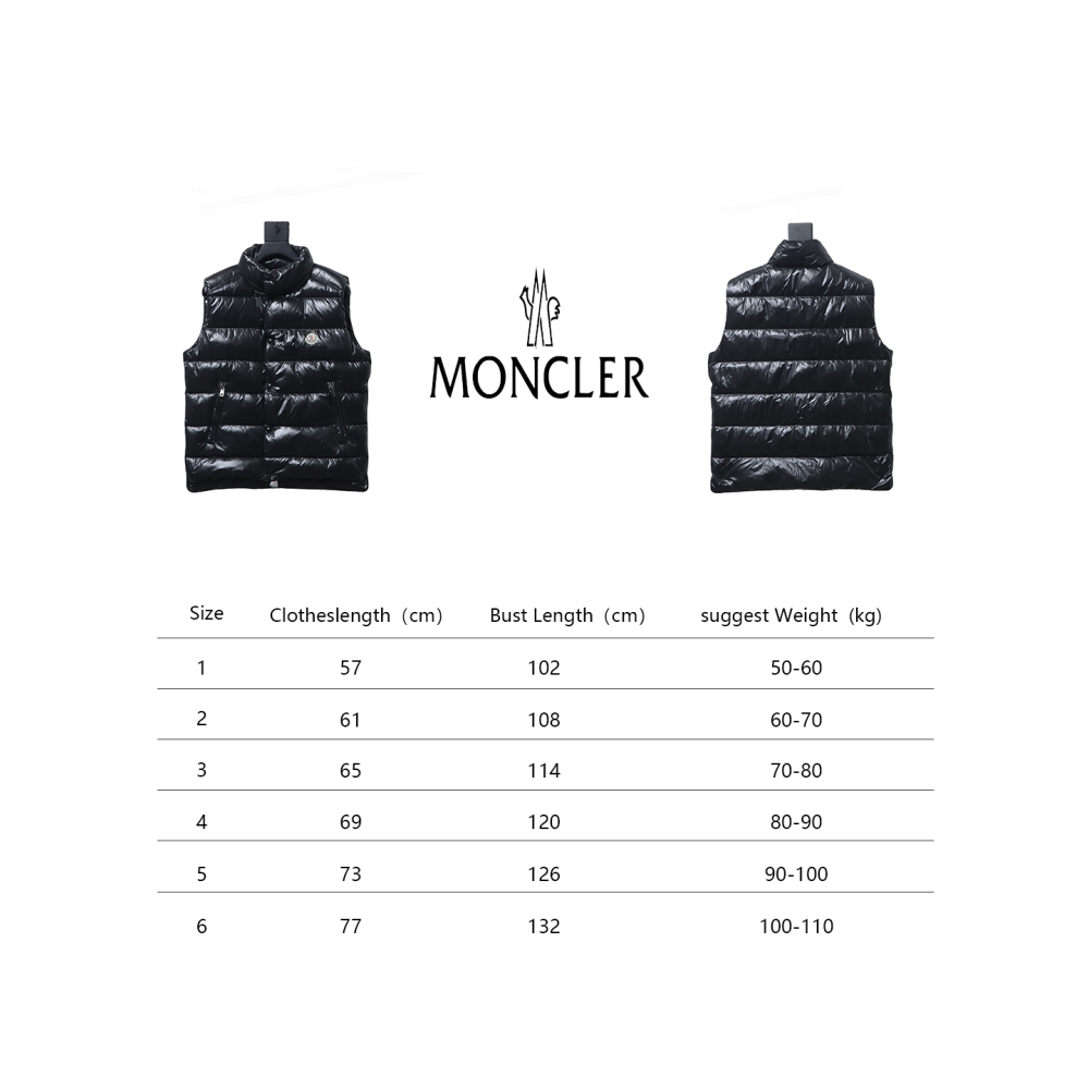 Moncler black flocking label top stand collar vest down