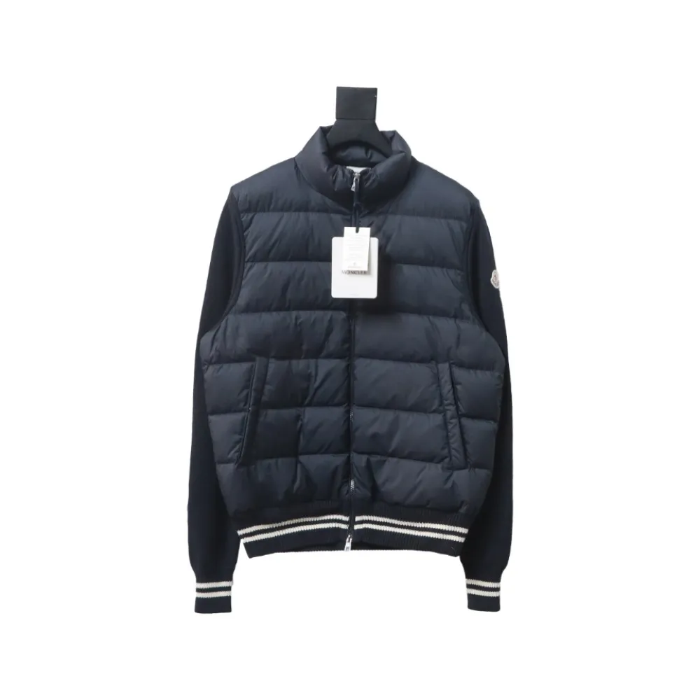 Moncler MC Spliced ​​Wool Sleeve Stand Collar Thin Velvet Down Jacket 1