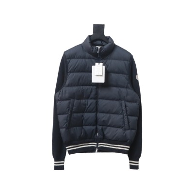 Moncler MC Spliced ​​Wool Sleeve Stand Collar Thin Velvet Down Jacket 1 01