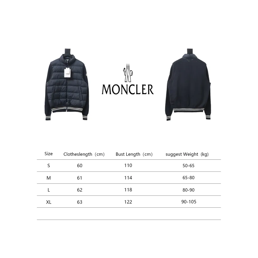 Moncler MC Spliced ​​Wool Sleeve Stand Collar Thin Velvet Down Jacket 1