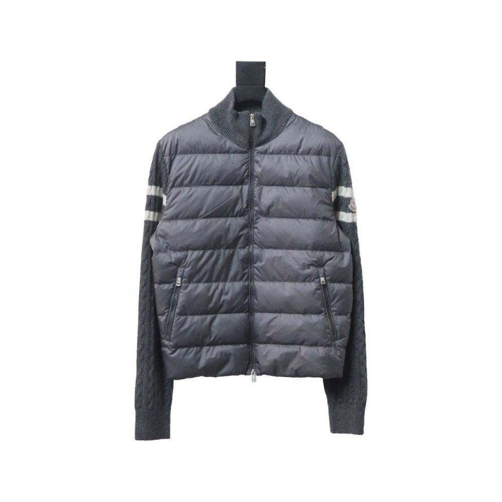 Moncler MC Spliced ​​Wool Sleeve Stand Collar Thin Velvet Down Jacket 2