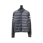 Moncler MC Spliced ​​Wool Sleeve Stand Collar Thin Velvet Down Jacket 2