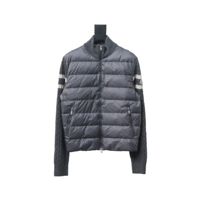 Moncler MC Spliced ​​Wool Sleeve Stand Collar Thin Velvet Down Jacket 2 01