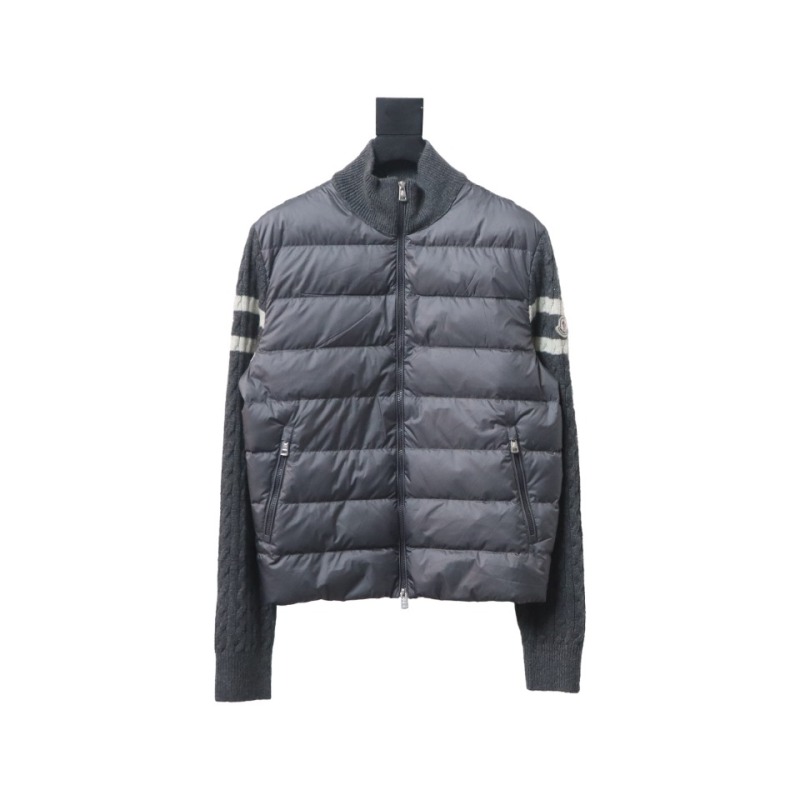 Moncler MC Spliced ​​Wool Sleeve Stand Collar Thin Velvet Down Jacket 2