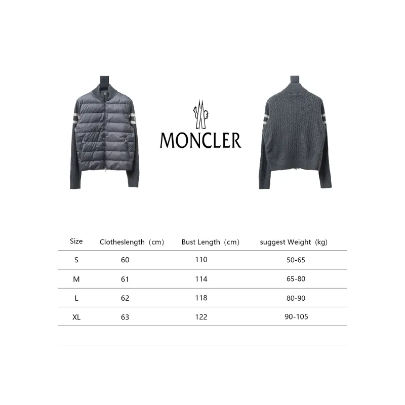 Moncler MC Spliced ​​Wool Sleeve Stand Collar Thin Velvet Down Jacket 2