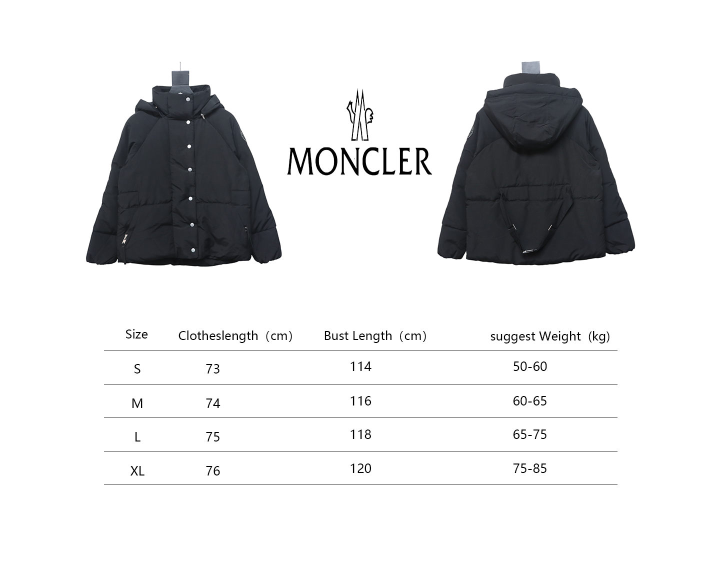 Moncler sleeve label solid color zipper down jacket
