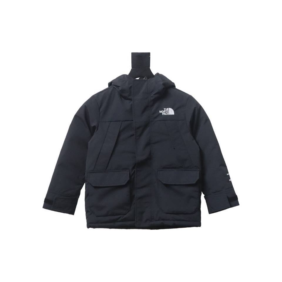 THE NORTH FACE brand logo embroidery hooded fur collar zipper down jacket for children 1