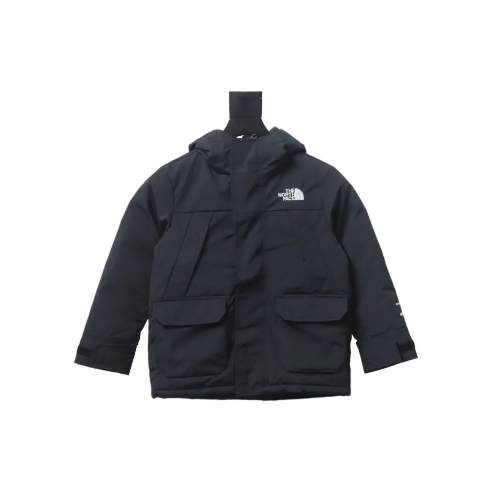 THE NORTH FACE brand logo embroidery hooded fur collar zipper down jacket for children 1