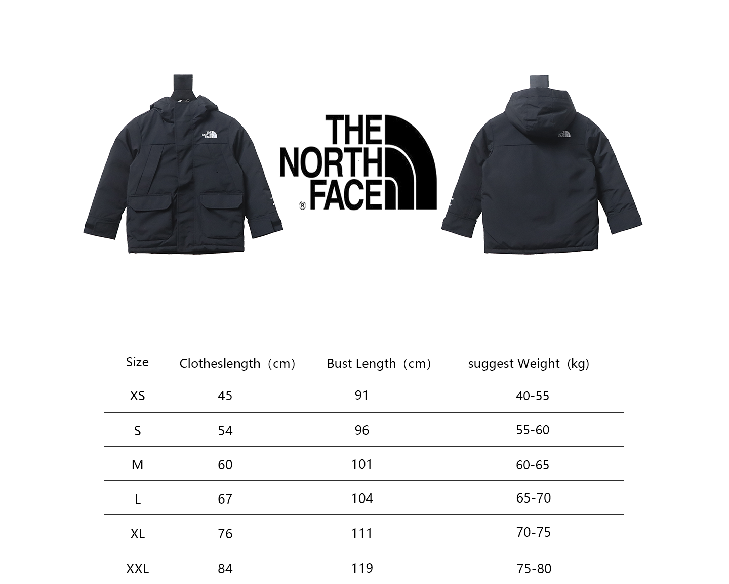 THE NORTH FACE brand logo embroidery hooded fur collar zipper down jacket for children 1