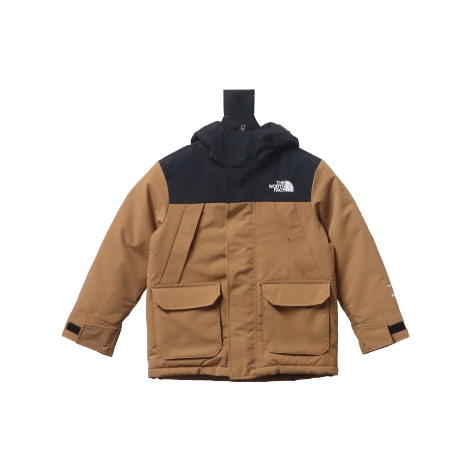 THE NORTH FACE brand logo embroidery hooded fur collar zipper down jacket for children 2