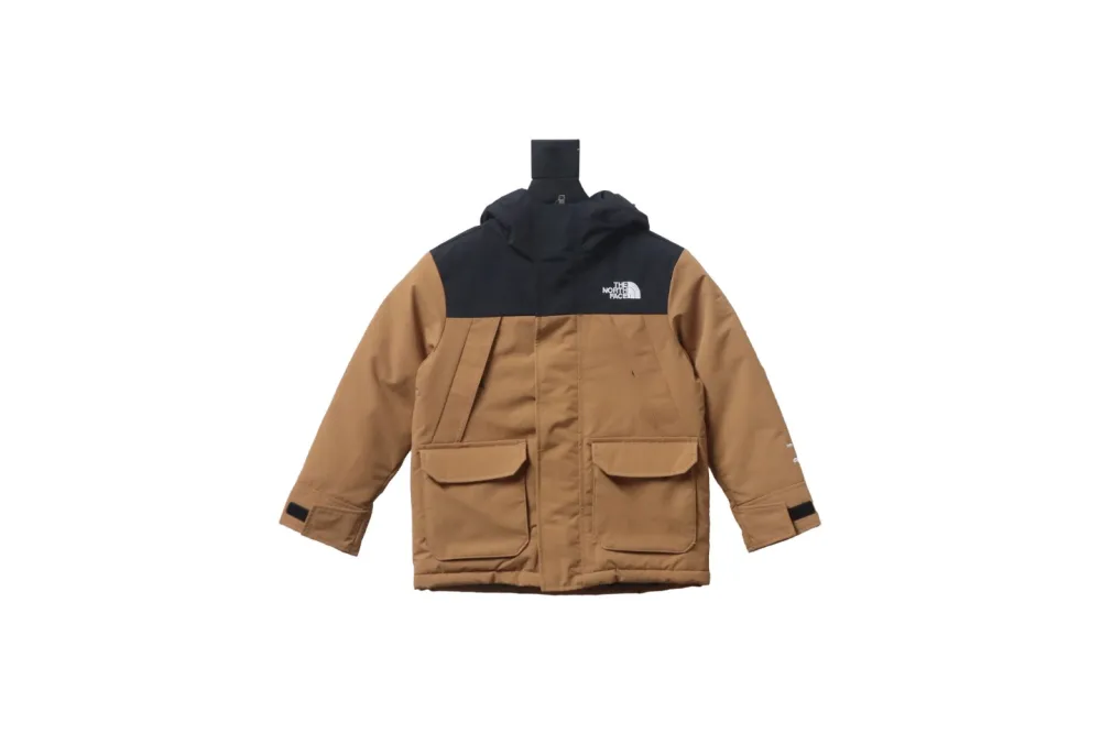 THE NORTH FACE brand logo embroidery hooded fur collar zipper down jacket for children 2