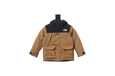 THE NORTH FACE brand logo embroidery hooded fur collar zipper down jacket for children 2 01