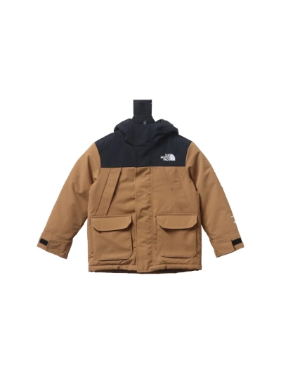 THE NORTH FACE brand logo embroidery hooded fur collar zipper down jacket for children 2 01