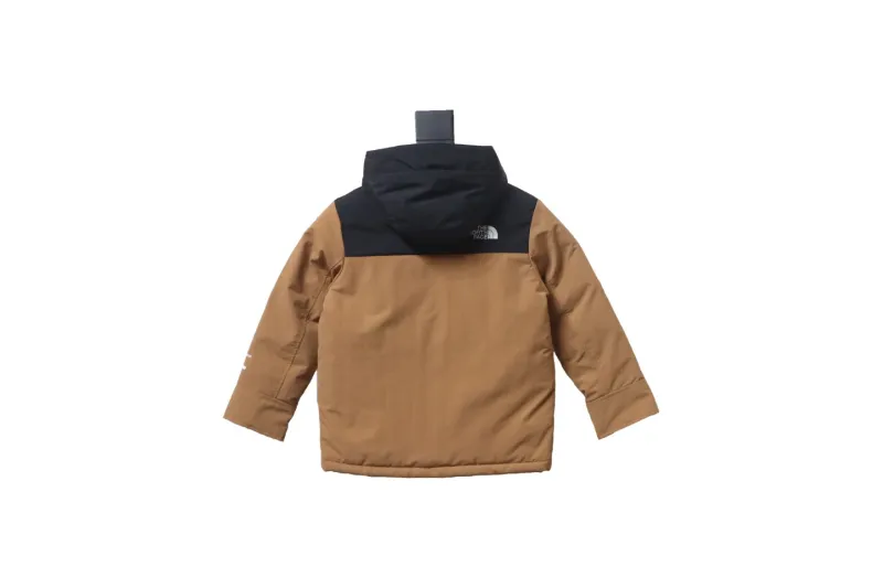 THE NORTH FACE brand logo embroidery hooded fur collar zipper down jacket for children 2