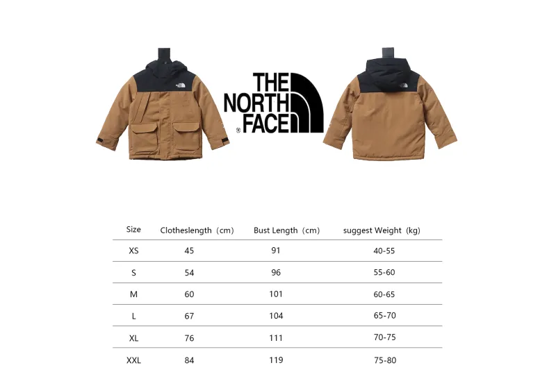 THE NORTH FACE brand logo embroidery hooded fur collar zipper down jacket for children 2