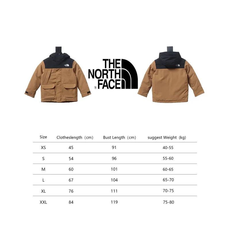 THE NORTH FACE brand logo embroidery hooded fur collar zipper down jacket for children 2