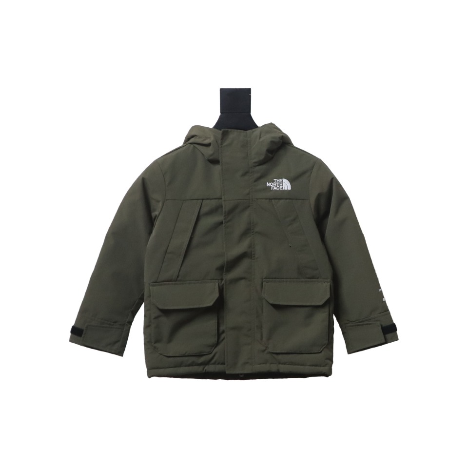 THE NORTH FACE brand logo embroidery hooded fur collar zipper down jacket for children 3