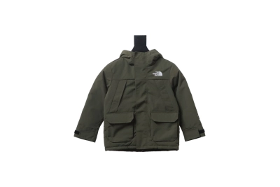 THE NORTH FACE brand logo embroidery hooded fur collar zipper down jacket for children 3 01