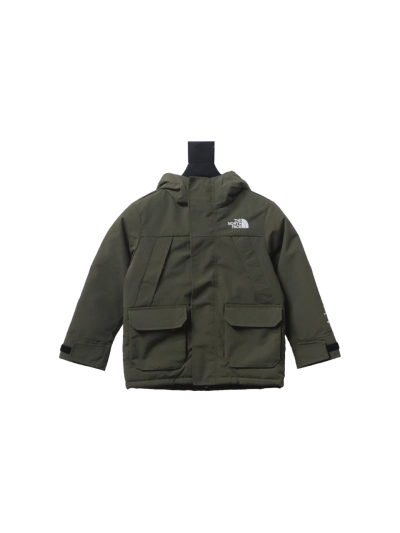 THE NORTH FACE brand logo embroidery hooded fur collar zipper down jacket for children 3 01