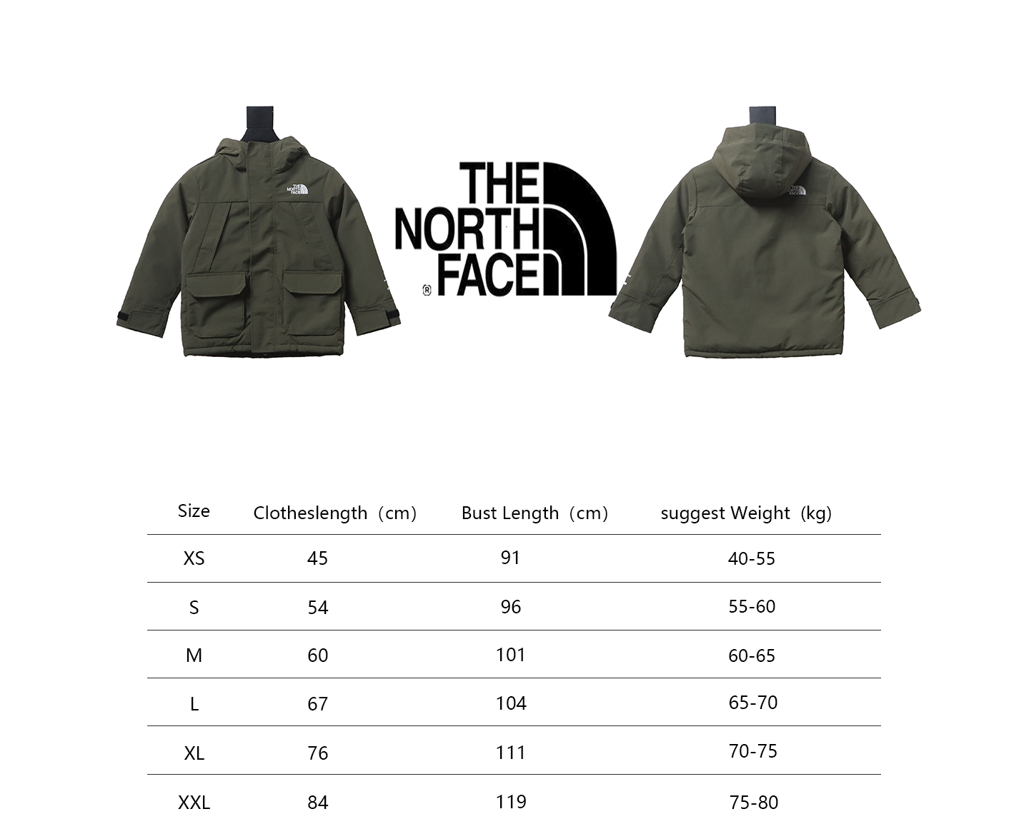 THE NORTH FACE brand logo embroidery hooded fur collar zipper down jacket for children 3
