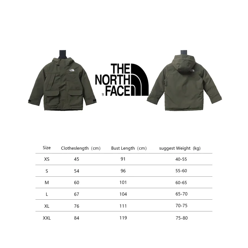 THE NORTH FACE brand logo embroidery hooded fur collar zipper down jacket for children 3