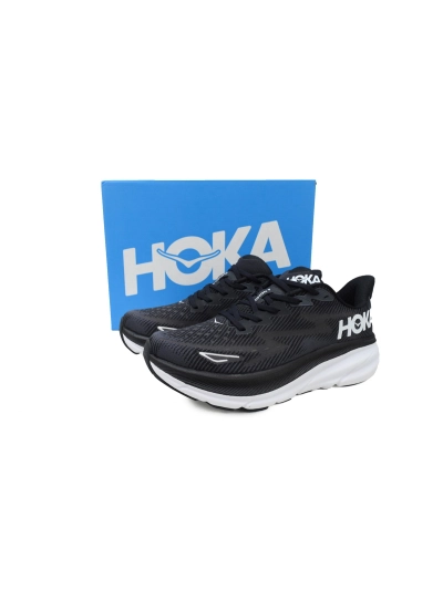 POP HOKA Clifton 9 2E Wide Black White 1132210-BWHT  02