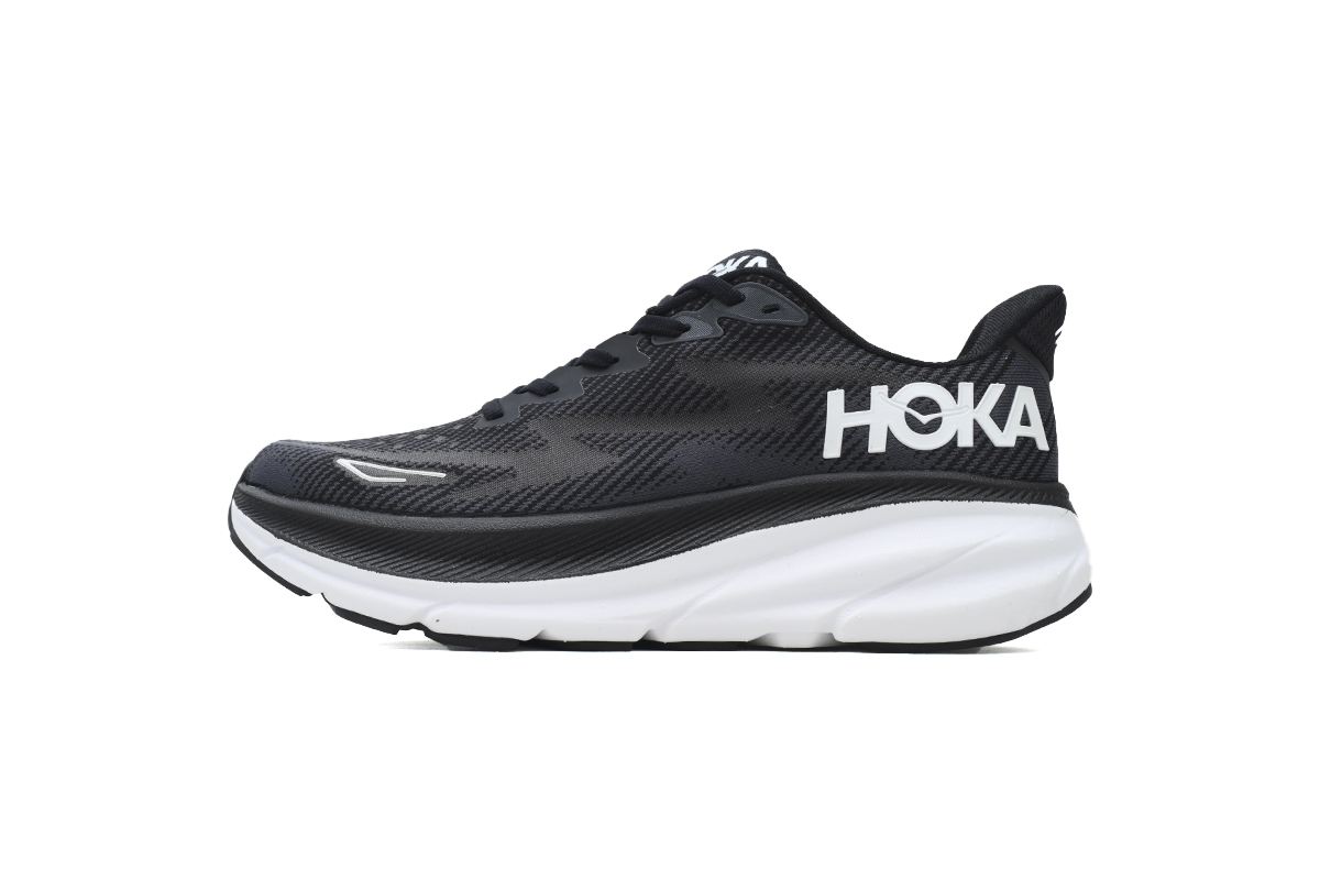 POP HOKA Clifton 9 2E Wide Black White 1132210BWHT