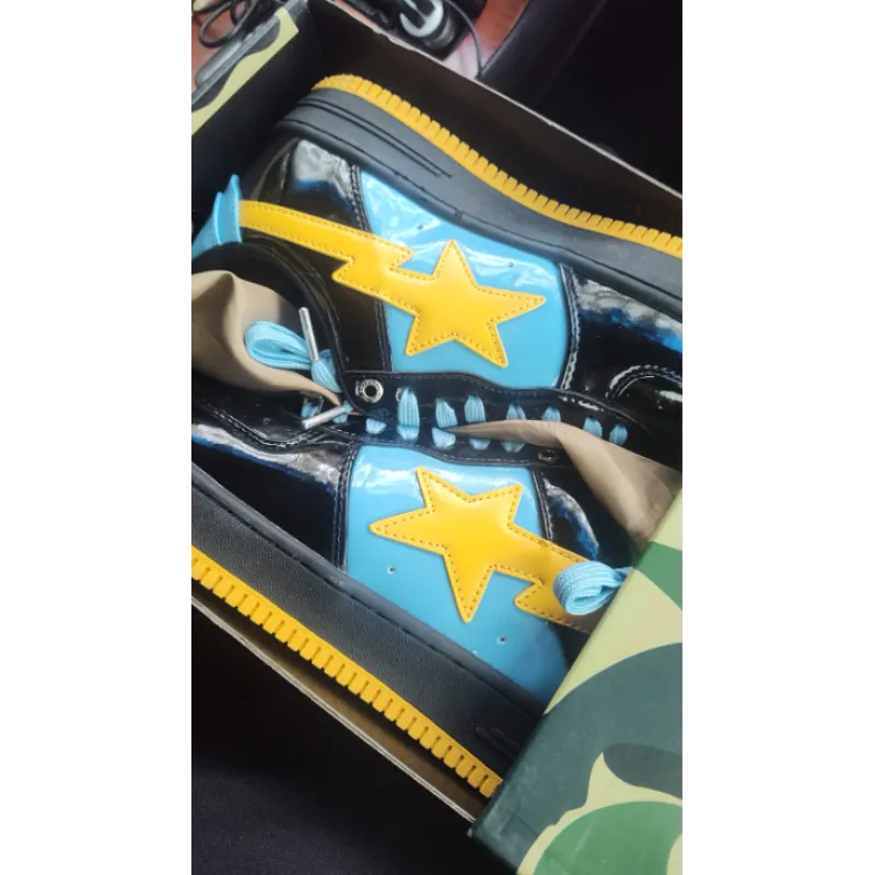 Special Sale A Bathing Ape Bape Sta Low Black, Blue, And Yellow 1H20 191 046