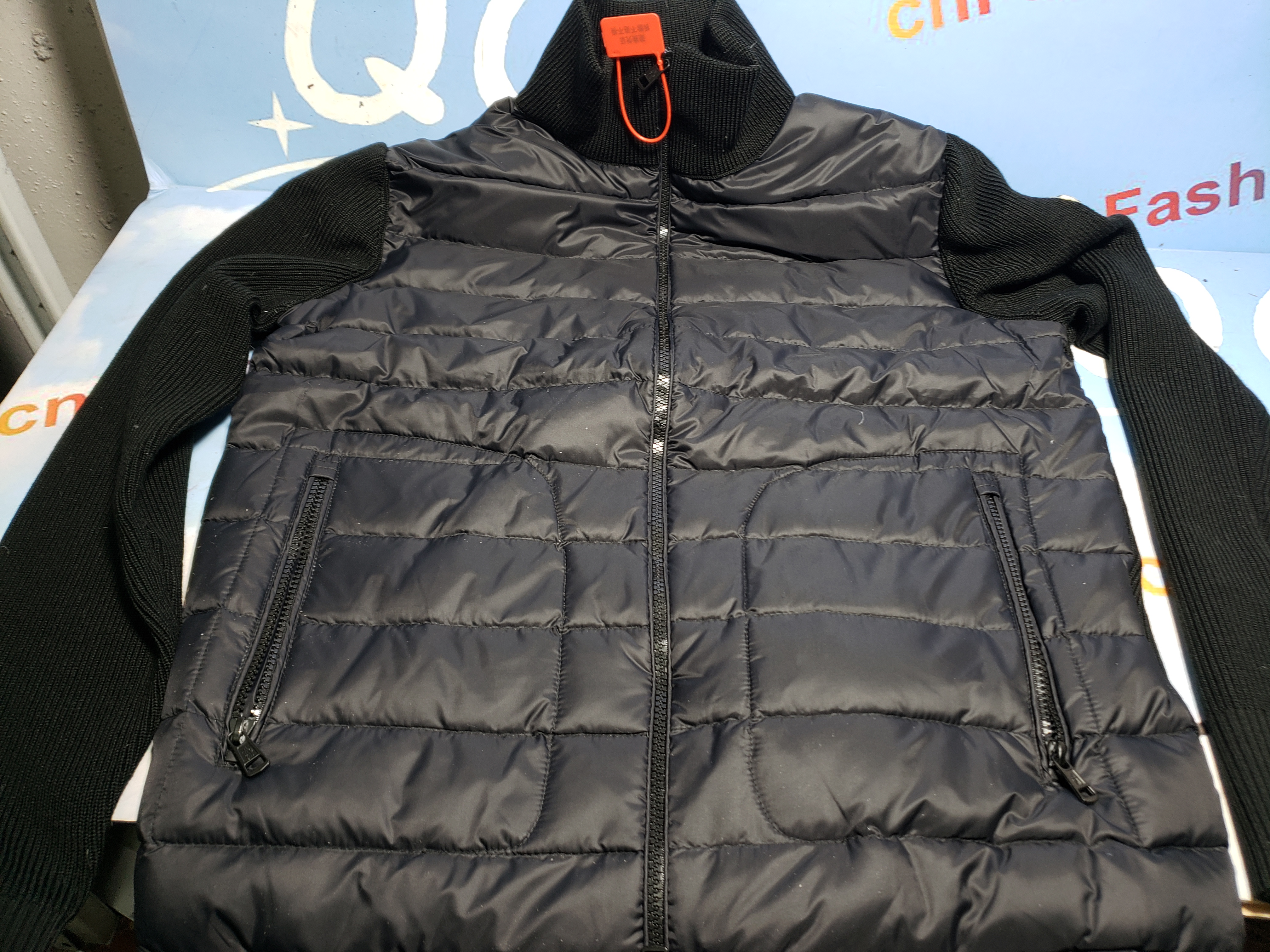Moncler Paneled Wool Blend Down Jacket
