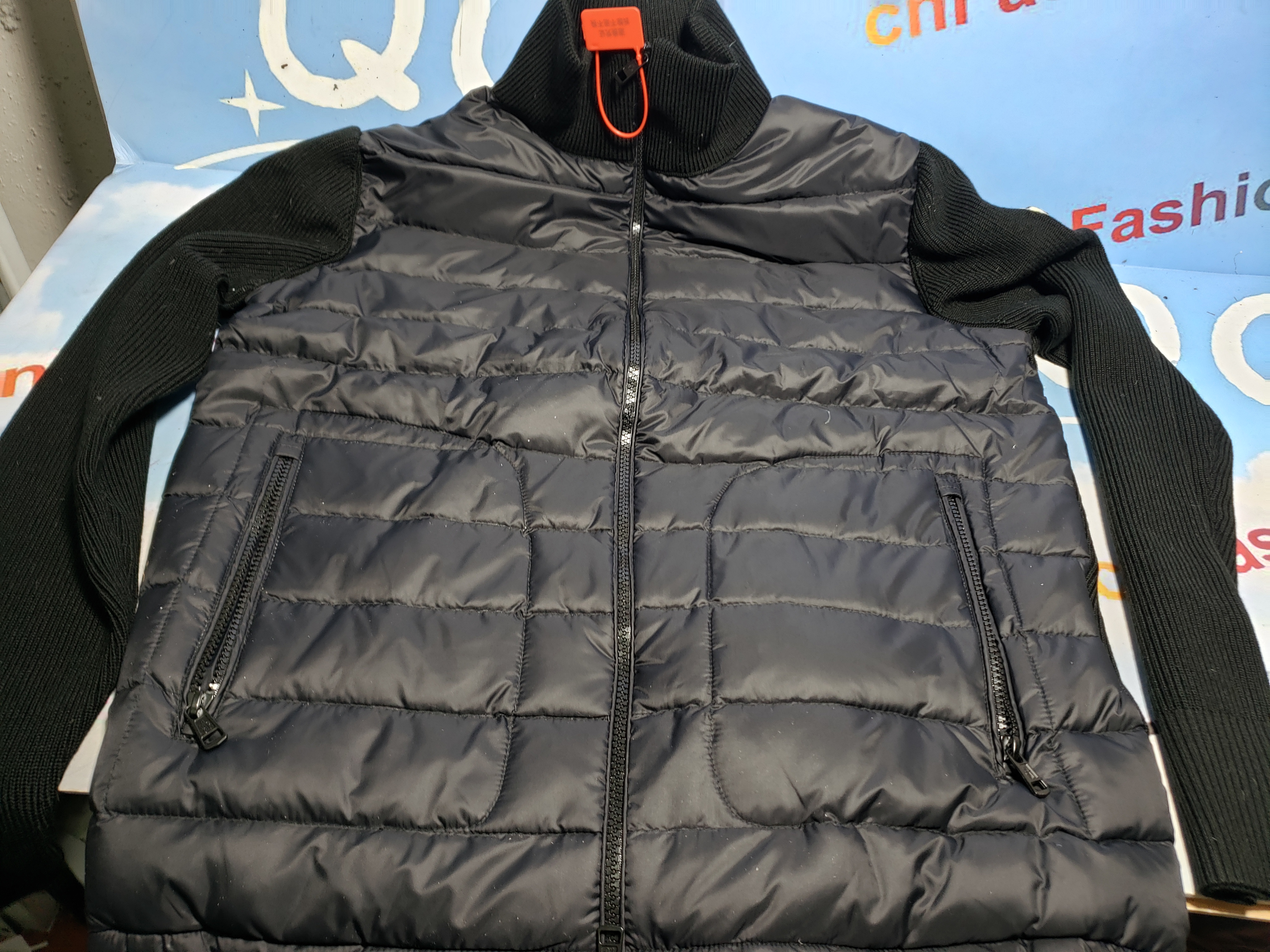 Moncler Paneled Wool Blend Down Jacket