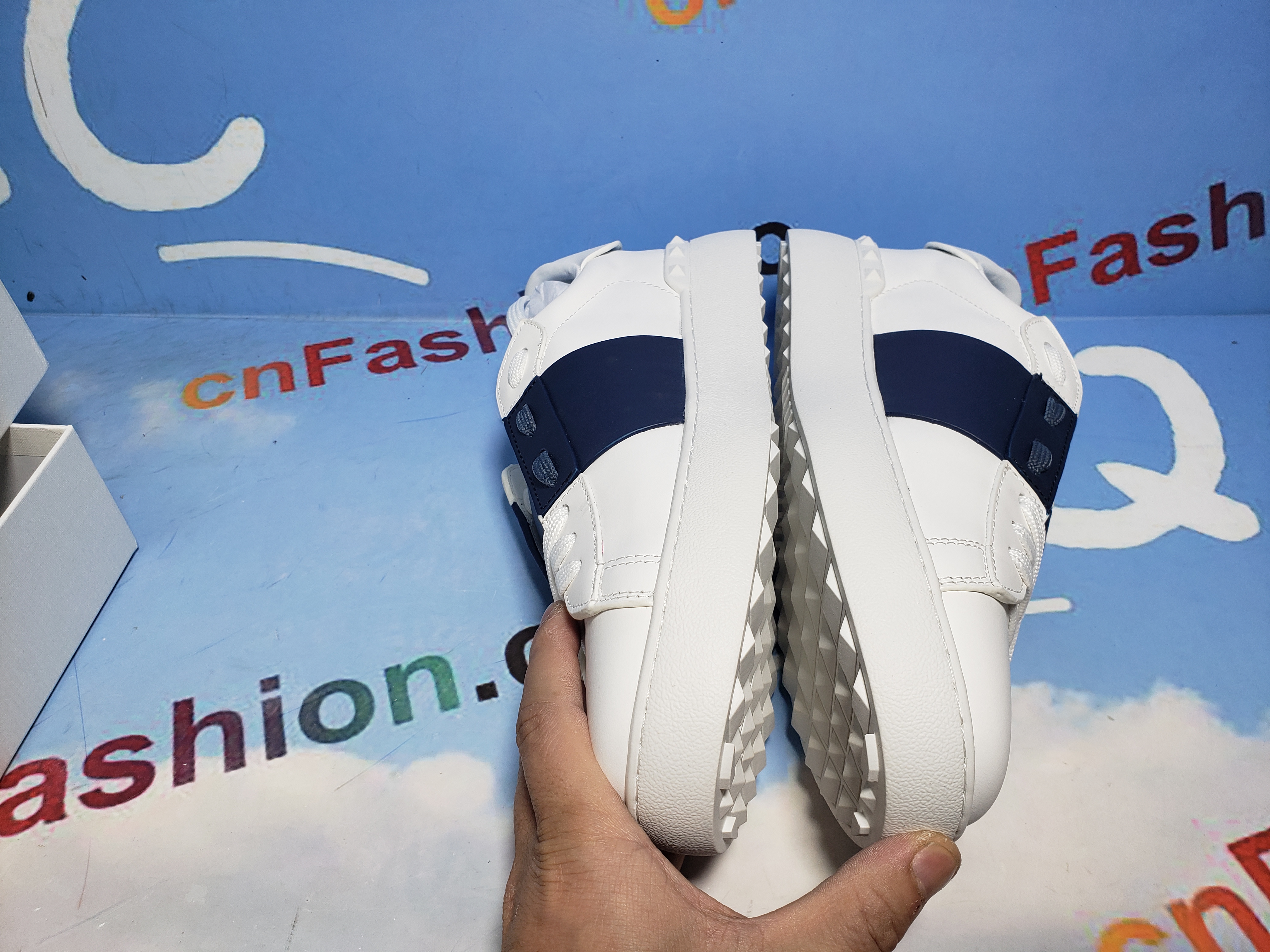 Valentino Rockstud White Blue